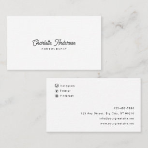 Anpassningsbar Branded Simple White & Black Photog Visitkort