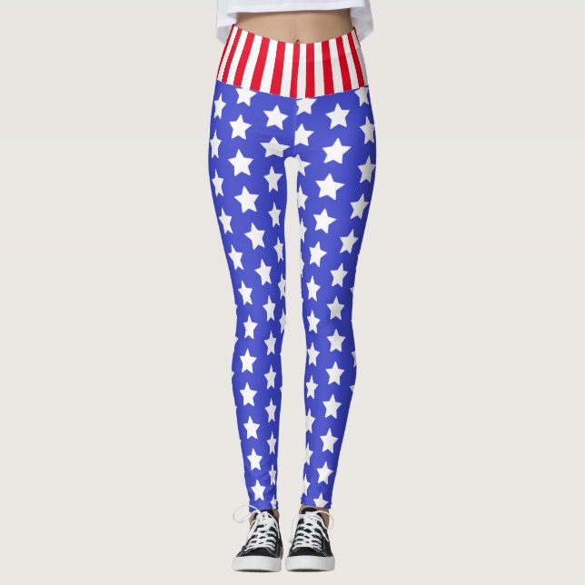 Anpassningsbar Branded US Stars och stripes Leggin Leggings (Framsida)