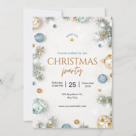 Anpassningsbar Branded White and Blue Classy jul Inbjudningar