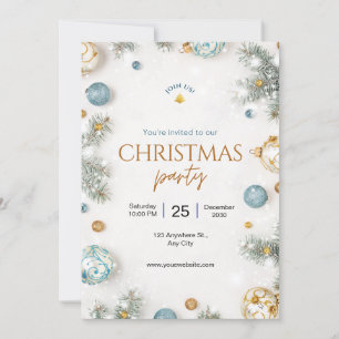 Anpassningsbar Branded White and Blue Classy jul Inbjudningar