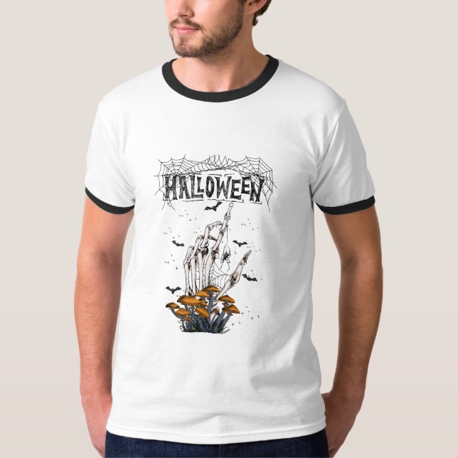 Anpassningsbar Branded White Modern Halloween T-Sh T Shirt (Framsida)