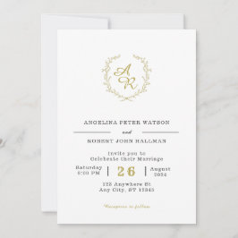 Anpassningsbar Branded White och Guld Elegant bröl Inbjudningar