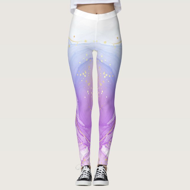 Anpassningsbar Branderfärgad Elegant vattenfärgsBo Leggings (Framsida)