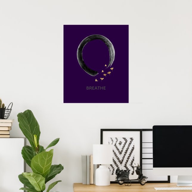 Anpassningsbar BREATHE Zen Enso Cirkel Ginkgo Kons Poster (Hemmakontoret)