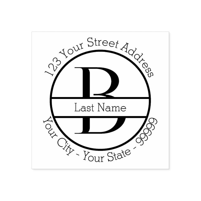 Anpassningsbar Brev b) Monogram Namn och Returadre Stämpel (Tryck)
