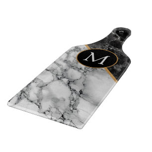 Anpassningsbar Brev Black White Marble Cting Board