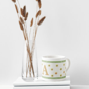 Anpassningsbar Brev Chic Guld Daisy Honeycomb Espressomugg
