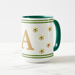 Anpassningsbar Brev | Chic Guld Daisy Honeycomb Mugg
