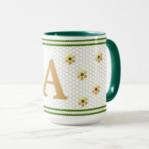 Anpassningsbar Brev Chic Guld Daisy Honeycomb Mugg