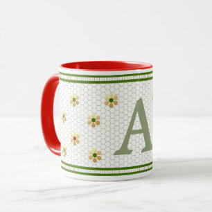 Anpassningsbar Brev Chic Guld Daisy Honeycomb Mugg