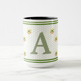 Anpassningsbar Brev | Chic Guld Daisy Honeycomb Mugg