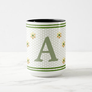 Anpassningsbar Brev Chic Guld Daisy Honeycomb Mugg