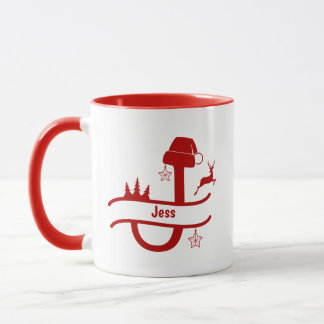 Anpassningsbar Brev J Namn, jul Monogram Mugg
