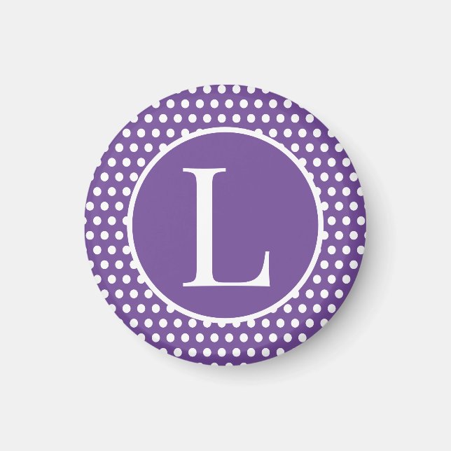 Anpassningsbar brev Lila Polka dots Magnet (Framsidan)