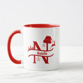 Anpassningsbar Brev N Namn, jul Monogram Mugg