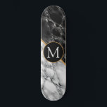 Anpassningsbar Brev Skateboard Marble Stone<br><div class="desc">Skateboard för svartvit marmorskiva - lägg till Brev / eller år - Ålder / Antal / Mer</div>