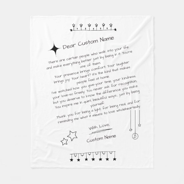 Anpassningsbar Brev till en vacker person Fleecefilt (Framsidan)