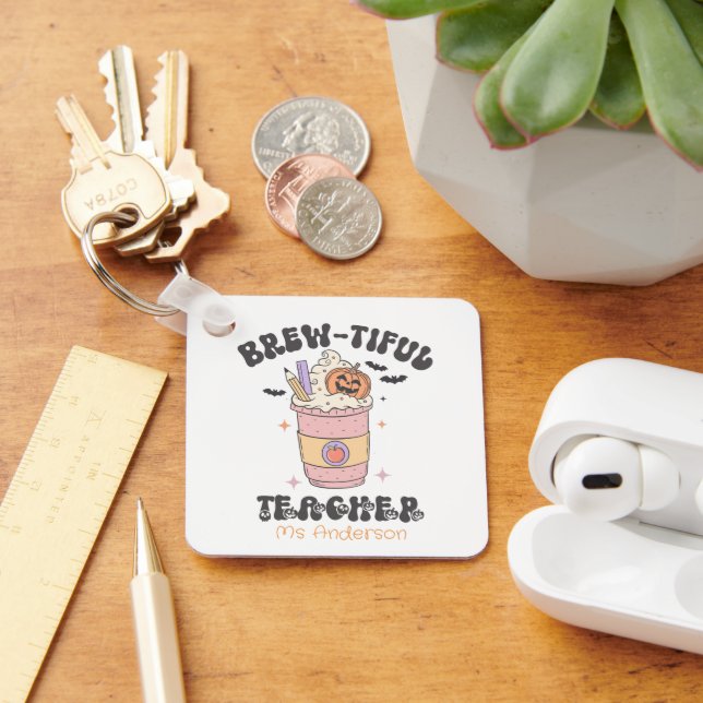 Anpassningsbar Brew-tiful Lärare Halloween Nyckelring (Skrivbord)