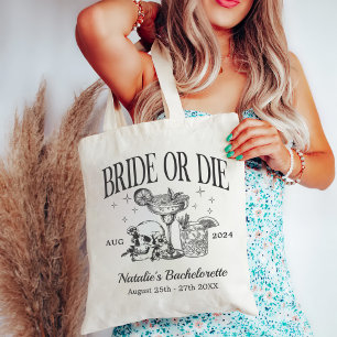 Anpassningsbar Bride eller Die Bachelorette Party Tygkasse