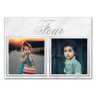 Anpassningsbar Bride Groom Age Marble Silver Bords Bordsnummer