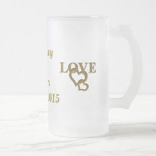 Anpassningsbar Bride Groom Kärlek Heart Frostat Gl Ölglas