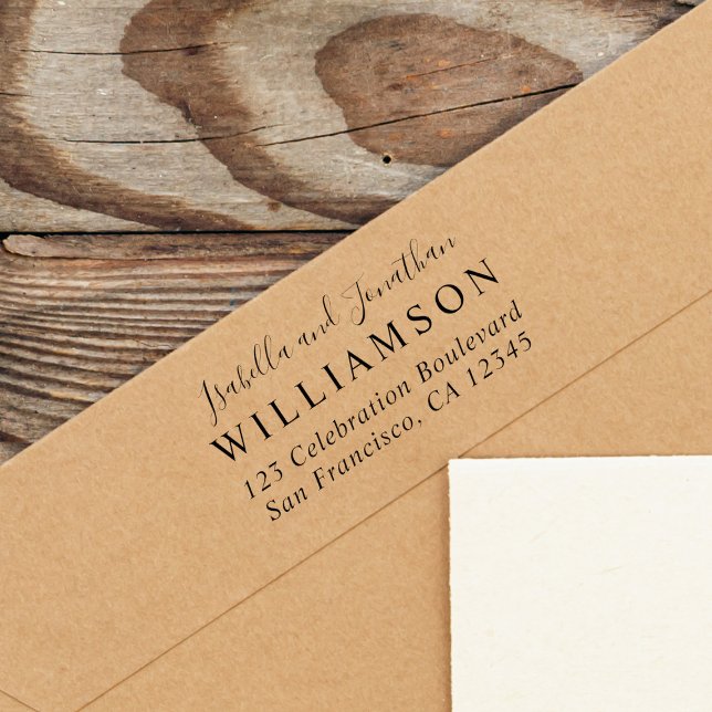 Anpassningsbar Bride & Groom Namn Bröllop Returadr Självfärgande Stämpel (Skapare uppladdad)