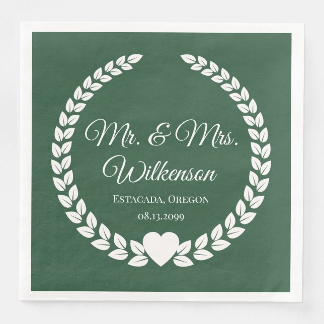 Anpassningsbar Bride och Groom Newlyows Papper Pappersservett (Framsida)