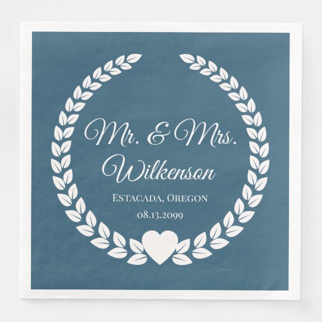 Anpassningsbar Bride och Groom Newlyows Pappersservett (Framsida)