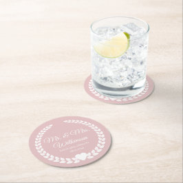 Anpassningsbar Bride och Groom Newlyows Underlägg Papper Rund