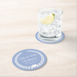 Anpassningsbar Bride och Groom Newlyows Underlägg Papper Rund