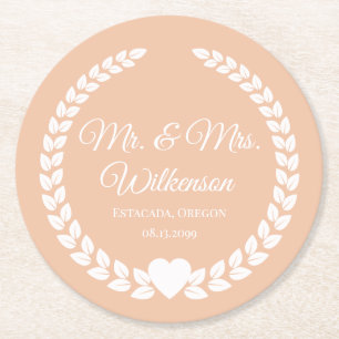 Anpassningsbar Bride och Groom Newlyows Underlägg Papper Rund