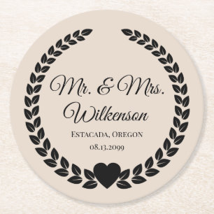 Anpassningsbar Bride och Groom Newlyows Underlägg Papper Rund
