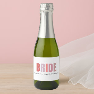 Anpassningsbar Bride Vin-etikett   Rosa Monogram