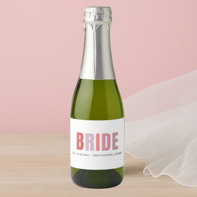 Anpassningsbar Bride Vin-etikett | Rosa Monogram (Skapare uppladdad)