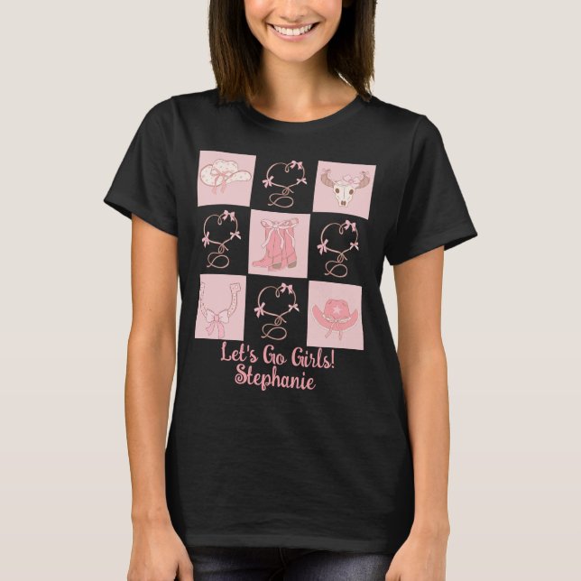 Anpassningsbar Brides Låt oss Go Girls! Bacheloret T Shirt (Framsida)