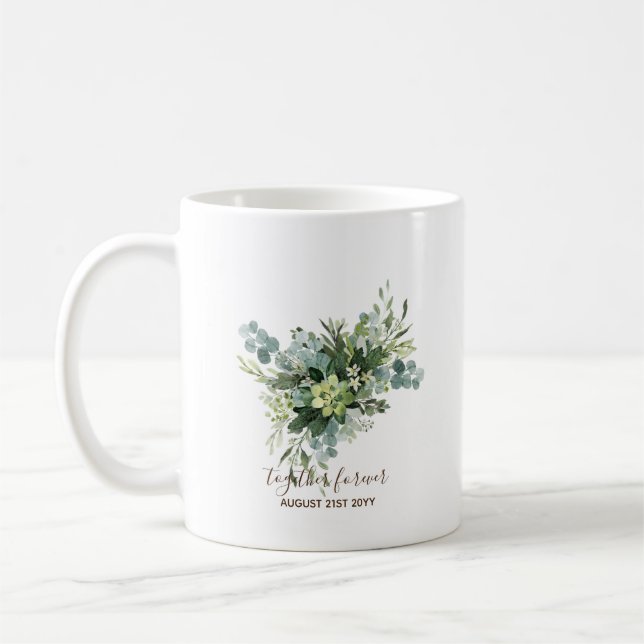 Anpassningsbar Bridesmaid Brudens sida Gifts Green Kaffemugg (Vänster)