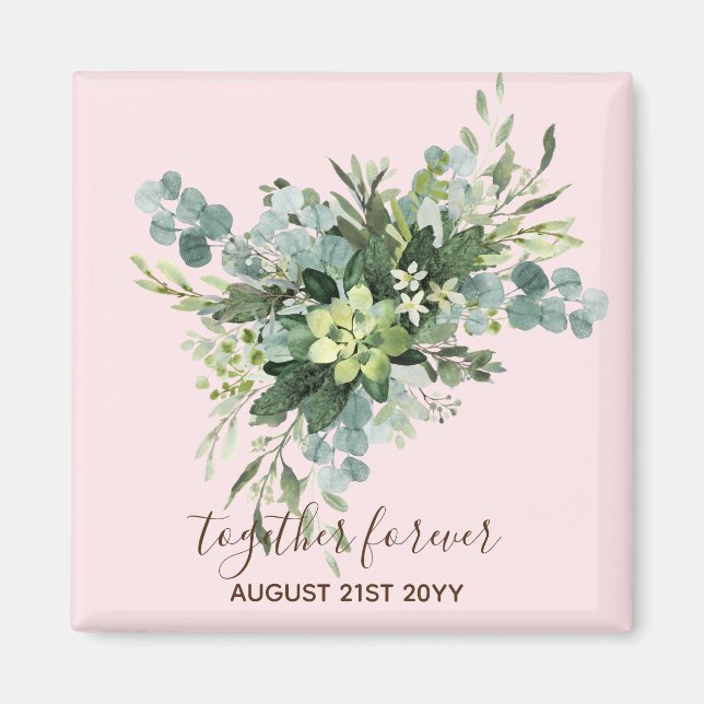 Anpassningsbar Bridesmaid Brudens sida Gifts Green Magnet (Framsidan)