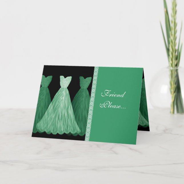 Anpassningsbar Bridesmaid-inbjudan - GRÖNT GOwen Inbjudan (Framsida)
