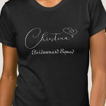 Anpassningsbar Bridesmaid Squad Modern Minimalist- T Shirt<br><div class="desc">Fira din speciella dag i stil med vår Anpassningsbar, utskriven Bridesmaid Squad T-Shirt. Denna moderna och minimalistiska utformning är perfekt för möhippor, möhippor och firande på årsdagen. Den här anpassningsbar-made t-shirt-skjortan är tillverkad med omsorg och noggrannhet och har ett elegant skript som gör att eleganten trycks vid vilken tillfälle som...</div>