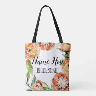 Anpassningsbar Bridesmaid Tote Bag Gift Blommigt Tygkasse