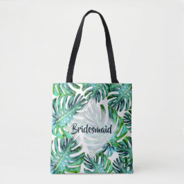 Anpassningsbar Bridesmaid Tropical Löv Greenery Tygkasse