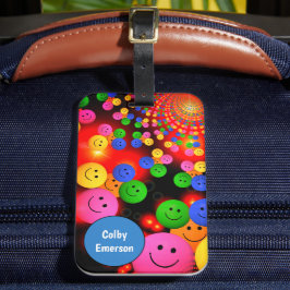 Anpassningsbar Bright Colorful Lycklig Smiles Cute Bagagebricka