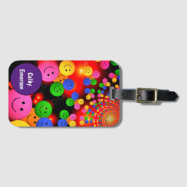 Anpassningsbar Bright Colorful Lycklig Smiles Lila Bagagebricka