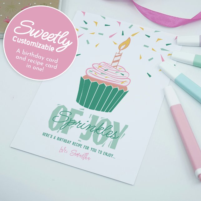 Anpassningsbar Bright Modern Birthday och Recept C Julkort (Skapare uppladdad)