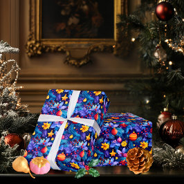 Anpassningsbar Bright Ornaments- och Blommigtens j Presentpapper