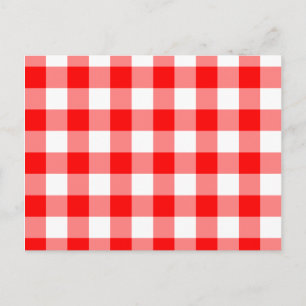 Anpassningsbar Bright Red Gingham Vykort