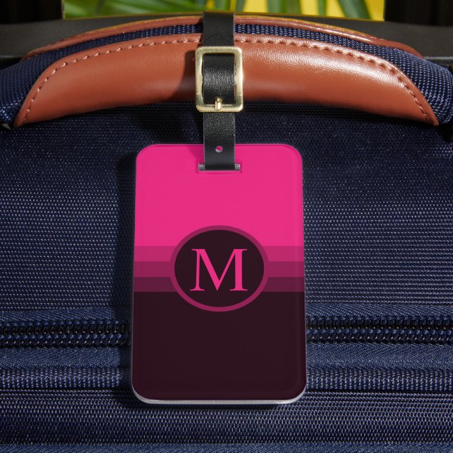 Anpassningsbar Bright Rosa Lila Brown Färg Block Bagagebricka (Framsida Insitu 2)