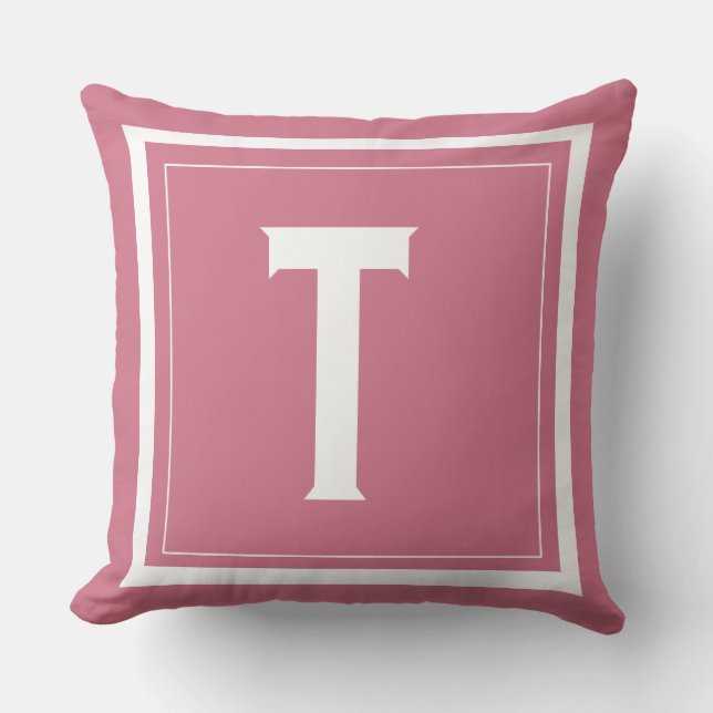 Anpassningsbar Bright Rosa Monogram Initial Brev P Kudde (Framsida)