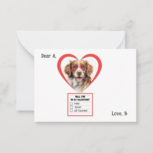 Anpassningsbar Brittany Spaniel Hund Valentine Not Anteckningskort (Framsida)