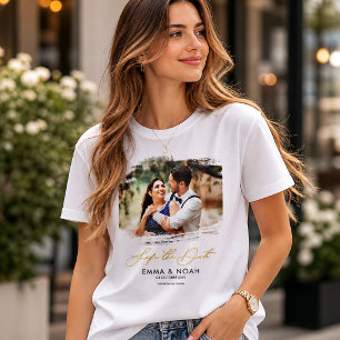 Anpassningsbar Bröllops "Save the Date" Fotomal fö T Shirt